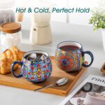 vancasso Coffee Mugs Set of 6, Coffee Cups Ceramic 18oz, Porcelain Coffee Mugs for Cappuccino, Latte, Espresso, Colorful Coffee Mugs with Handle, Rounded Boho Mugs, Microwave & Dishwasher Safe - Image 6