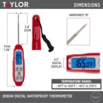 Taylor Digital Instant Read Meat Thermometer for GLP-1 High Protein Meal Prep – Waterproof Kitchen Probe for Chicken, Steak, Lean Cuts, Grill, BBQ – Fast Temperature Check, Blue Backlight Display, Red - Image 4