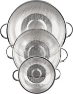 3-Piece Stainless Steel Mesh Micro-Perforated Strainer Colander Set (1-Quart, 2.5-Quart and 4.5-Quart) - Image 4