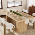Garvee 70.8" Dining Table for 6 8 10, Modern Dining Room Table with Storage, Wood Kitchen Table with Fluted Legs, Dinner Tables for Kitchen Dining Room,Natural Wood - Image 2
