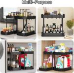 Ukeetap Multi-Purpose Pull-Out Storage Organizers, Under Sink/Cabinet Organizers and Storage for Bathroom & Kitchen, Black, 12.8 Inches, 2 Packs - Image 7