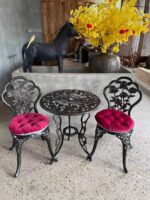 Mandolin Patio Table and Chairs,5 Piece Outdoor Dining Set,Rust-Resistant Cast Aluminum Bistro Set with Cushion.Rose Design (Copper) - Image 9