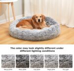 Bedfolks Calming Donut Dog Bed, 36 Inches Round Fluffy for Large Dogs, Anti-Anxiety Plush, Machine Washable (Dark Grey, Large) - Image 9