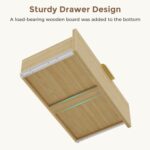 MapleGrace 53'' Wide 9 Drawer Dresser for Bedroom, Wood TV Stand Dresser with Power Outlets & LED Light, Chest of Drawers Closet Store Organizer for Living Room, Hallway, Light Oak - Image 10