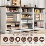 chartustriable 70inch Large Long Dresser w/Charging Station,10 Drawer Dresser w/Deep Big Drawers,Wooden Chest of Drawers w/Power Outlet,White Dressers for Bedroom,Living Room,Entryway - Image 7