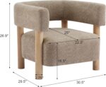 Christopher Knight Home Carly Low Profile Accent Chair, Round Backrest Side Chair, Living Room Armchair with Boucle Fabric Cushion,Comfy Reading Chair for Bedroom,Wooden Single Lounge Sofa,Light Camel - Image 3
