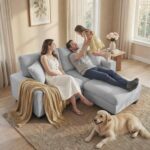 DOPEDIO L-Shaped Sectional Sofa with Storage Ottoman, Modern Chenille Recliner Loveseat, Removable Couch Covers, Pocket Spring Cushions, Solid Wood Frame, Easy to Install (71.25inch, Light Gray) - Image 9