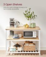 VASAGLE Kitchen Island with 3 Shelves, 47.2 Inches Width Kitchen Shelf with Large Worktop, Stable Steel Structure, Industrial, Easy to Assemble, Oak Color and White UKKI001W09 - Image 7