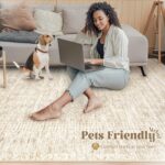 Living Room Rugs 8x10: Washable Moroccan Geometric Boho Rug Farmhouse Non Slip Stain Resistant Large Rug Low Pile Soft Carpet for Bedroom Dining Room Children Room (Beige,8'x10') - Image 6