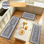 HEBE Boho Kitchen Rug Sets 3 Piece with Runner Non Slip Kitchen Rugs and Mats Washable Kitchen Mats for Floor Thick Kitchen Floor Mat Carpet Runner Rugs for Hallway Laundry Holiday Decor - Image 3