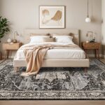 RUUGME Washable 10x14 Area Rug - Soft Area Rugs for Living Room Stain Resistant Carpet Vintage Lightweight Rugs for Bedroom with Non Slip Backing Indoor Ultra-Thin Rugs Home Decor 10x14 Black - Image 3