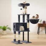 Heybly Cat Tree, 49.2 Inches Cat Tower for Indoor Cats, Spacious Cat House Condo with Hidden Space，Sturdy Steel Tube，Soft Plush Top Perch，Cozy Hammock and Sisal Scratching Posts, Smoky Gray HCT200SG - Image 5
