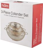 3-Piece Stainless Steel Mesh Micro-Perforated Strainer Colander Set (1-Quart, 2.5-Quart and 4.5-Quart) - Image 7