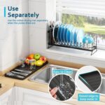 ANTOPY Small Dish Drying Rack - Compact Dish Rack for Kitchen Counter with Silicone Dish Drying Mat, Stainless Steel Dish Drainer for Kitchen Sink Cabinet, Space Saving Plate Rack Cutlery Holder - Image 4