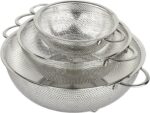 3-Piece Stainless Steel Mesh Micro-Perforated Strainer Colander Set (1-Quart, 2.5-Quart and 4.5-Quart) - Image 2
