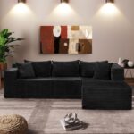 Garvee Modular Sectional Sofa Cloud Sectional Couch, 106" Comfy Fluffy L Shaped Black Couches for Living Room,Oversized Sofa Sleeper with Deep Seat, No Assembly Required, Black - Image 2