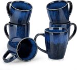 vancasso STARRY Ceramic Coffee Mug Set of 6, 16 Oz Tea Cups with Handle for Latte, Tea, Cappuccino, Milk, Cocoa, Microwave&Dishwasher Safe, Blue - Image 2