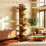 NUNU LAB 90.5 Inch Tall Cat Tree - Large Magic Forest Cat Tree Tower with Sisal Scratching Posts, Side Hideout & Platforms, Multi-Level Solid Wood Cat Condo with for Multi-Cat Homes (Large Green) - Image 6