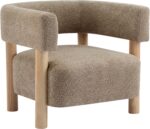 Christopher Knight Home Carly Low Profile Accent Chair, Round Backrest Side Chair, Living Room Armchair with Boucle Fabric Cushion,Comfy Reading Chair for Bedroom,Wooden Single Lounge Sofa,Light Camel - Image 7