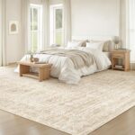 Living Room Rugs 8x10: Washable Moroccan Geometric Boho Rug Farmhouse Non Slip Stain Resistant Large Rug Low Pile Soft Carpet for Bedroom Dining Room Children Room (Beige,8'x10') - Image 3