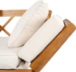 Merax Outdoor Patio Daybed Sofa,3-Seat Sofa with Foldable Arm 4 Back Pillows,Teak Acacia Wood Frame Beige Removable Cushion,Teak+ Beige - Image 7