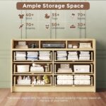 MapleGrace 53'' Wide 9 Drawer Dresser for Bedroom, Wood TV Stand Dresser with Power Outlets & LED Light, Chest of Drawers Closet Store Organizer for Living Room, Hallway, Light Oak - Image 6