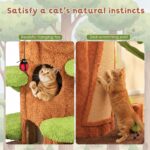 NUNU LAB 90.5 Inch Tall Cat Tree - Large Magic Forest Cat Tree Tower with Sisal Scratching Posts, Side Hideout & Platforms, Multi-Level Solid Wood Cat Condo with for Multi-Cat Homes (Large Green) - Image 5