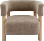 Christopher Knight Home Carly Low Profile Accent Chair, Round Backrest Side Chair, Living Room Armchair with Boucle Fabric Cushion,Comfy Reading Chair for Bedroom,Wooden Single Lounge Sofa,Light Camel - Image 6