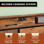 WLIVE Dresser TV Stand for 45, 50, 55 inch TV, Entertainment Center with LED Lights & Charging Station, Chest of Drawers with 9 Fabric Drawers and Open Shelves for Living Room, Hallway, Rustic Brown - Image 7