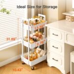 Pipishell 3 Tier Rolling Cart Organizer, Plastic Rolling Cart with Lockable Wheels & Reinforced Handle, Lightweight Utility Cart Storage Cart for Nursery, Kitchen, Bathroom, Craft Room, White, PIUC14W - Image 5