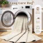 Living Room Rugs 8x10: Washable Moroccan Geometric Boho Rug Farmhouse Non Slip Stain Resistant Large Rug Low Pile Soft Carpet for Bedroom Dining Room Children Room (Beige,8'x10') - Image 5