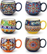 vancasso Coffee Mugs Set of 6, Coffee Cups Ceramic 18oz, Porcelain Coffee Mugs for Cappuccino, Latte, Espresso, Colorful Coffee Mugs with Handle, Rounded Boho Mugs, Microwave & Dishwasher Safe - Image 2