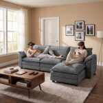 Homall 119" Modular Sectional Sofa, L Shaped Sofa Couch with Reversible Ottoman, DIY Combination Chenille Deep 3-Seat Cloud Couch for Living Room, Apartment (Light Grey, L Shaped Sofa) - Image 5