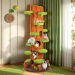 NUNU LAB 90.5 Inch Tall Cat Tree - Large Magic Forest Cat Tree Tower with Sisal Scratching Posts, Side Hideout & Platforms, Multi-Level Solid Wood Cat Condo with for Multi-Cat Homes (Large Green) - Image 2