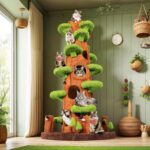 NUNU LAB 90.5 Inch Tall Cat Tree - Large Magic Forest Cat Tree Tower with Sisal Scratching Posts, Side Hideout & Platforms, Multi-Level Solid Wood Cat Condo with for Multi-Cat Homes (Large Green) - Image 3