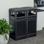 Commercial Zone-73290199 PolyTec 42 Gallon Square Waste Container with Dome Lid Color: Black - Image 3