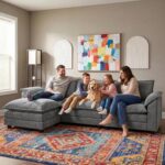 Homall 119" Modular Sectional Sofa, L Shaped Sofa Couch with Reversible Ottoman, DIY Combination Chenille Deep 3-Seat Cloud Couch for Living Room, Apartment (Light Grey, L Shaped Sofa) - Image 4