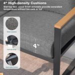 Patio Furniture Set, 4 Pieces Outdoor Patio Furniture with Coffee Table Set, Metal Patio Conversation Sets with Washable and High-Resiliency Sponge Cushions,Upgarded Grey - Image 5