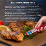 Taylor Digital Instant Read Meat Thermometer for GLP-1 High Protein Meal Prep – Waterproof Kitchen Probe for Chicken, Steak, Lean Cuts, Grill, BBQ – Fast Temperature Check, Blue Backlight Display, Red - Image 5
