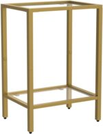 HOMSHO Side Tables Set of 2, End Tables with Tempered Glass, 2-Tier Nightstands with Storage Shelves, Coffee Table with Modern Style, Slim Sofa Table for Living Room, Bedroom, 11.8" D x 15" W, Gold - Image 6