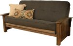 Kodiak Furniture Washington Full Size Futon Sofa Bed, Rustic Walnut Hardwood Frame with Linen Charcoal Mattress, Convertible Couch for Living Room and Porch, Mission Style Arms - Image 4