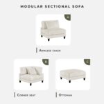 Lexicon Modern Ottoman, Foot Stools, Living Room Foot Rest, Module for Sectional Sofa, 40" Microfiber Upholstery Square Ottoman for Living Room/Bedroom, Assembled, Beige - Image 6