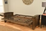 Kodiak Furniture Washington Full Size Futon Sofa Bed, Rustic Walnut Hardwood Frame with Linen Charcoal Mattress, Convertible Couch for Living Room and Porch, Mission Style Arms - Image 6