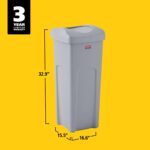 Rubbermaid Commercial Products Square Trash/Garbage Container with Untouchable Swing Top Lid, 23-Gallon, Gray, Perfect for Outdoor/Restaurant/School/Kitchen - Image 8