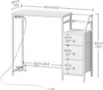 YATINEY Small Vanity Desk Without Mirror, Makeup Vanity Table with Power Outlet, White Vanity with Fabric Drawers, Dressing Table, for Small Spaces, Bedroom, White - Image 7