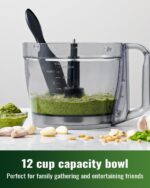 Food Processor, 4 Programs & Pulse,1000W Max Power,12 Cups Total Volume for Slicing, Mincing, Dicing, Shredding, Puree, Dough and Vegetable Chopper Clean Bowl Scraper, Stainless Steel - Image 6