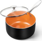 MICHELANGELO 4 Quart Saucepan with Lid - Ultra Nonstick Sauce Pan with Ceramic Coating, 4 Qt Non Stick Pot Induction Compatible, Copper - Image 2