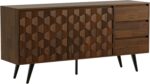 Bme Sideboard Georgina Solid Wood 2 Doors & 3 Drawers, 61'' Mid Century Modern Cabinet with Geometric Pattern for Kitchen, Dining, Living Room - Image 8