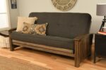 Kodiak Furniture Washington Full Size Futon Sofa Bed, Rustic Walnut Hardwood Frame with Linen Charcoal Mattress, Convertible Couch for Living Room and Porch, Mission Style Arms - Image 2