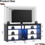 Bestier LED Tall TV Stand, Entertainment Center for 55/60/65 Inch TV, Gaming TV Console with Storage for PS4, Adjustable Shelf TV Cabinet for Living Room Bedroom, Carbon Fiber Black - Image 3